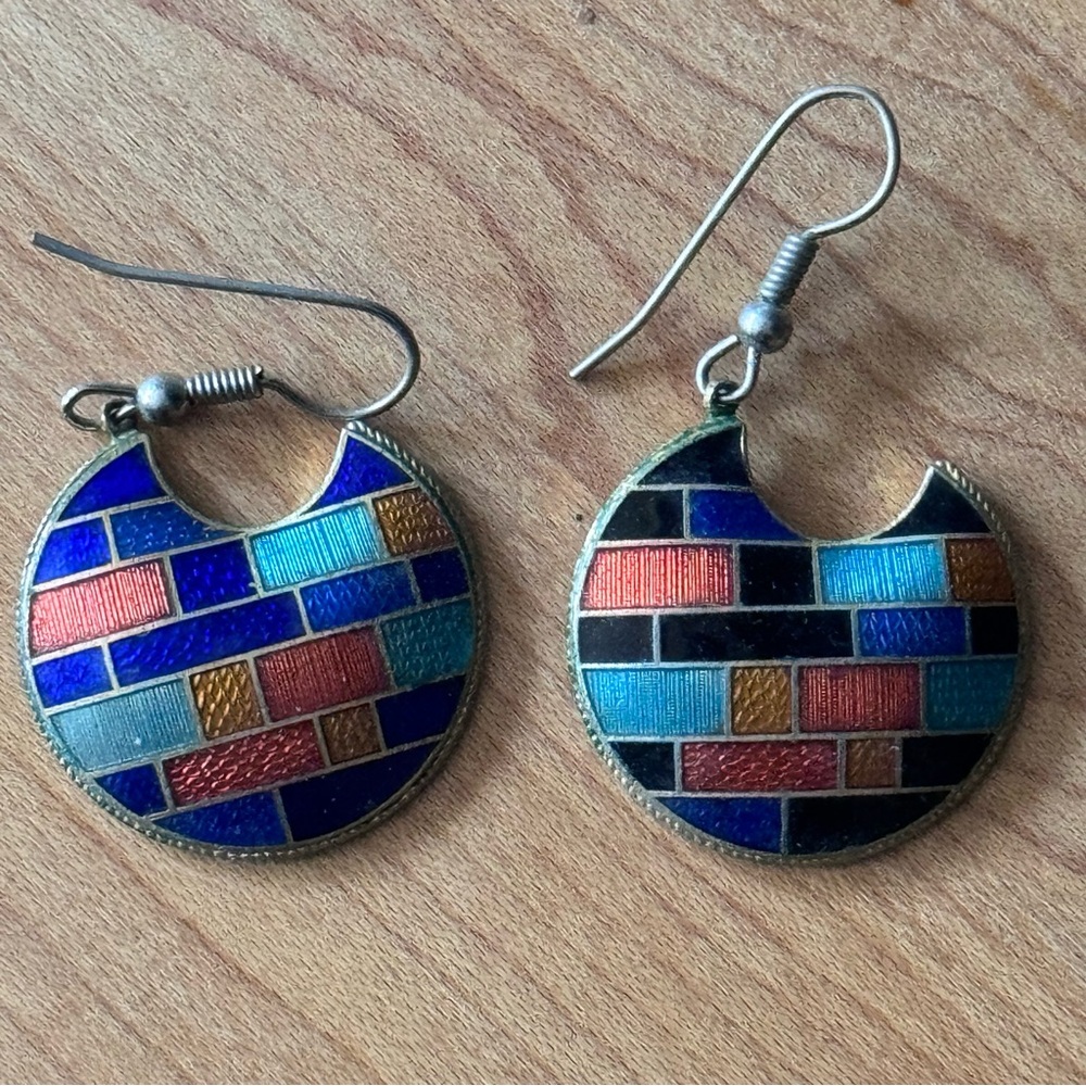 Colorful Mosaic Tile Dangle Earrings
